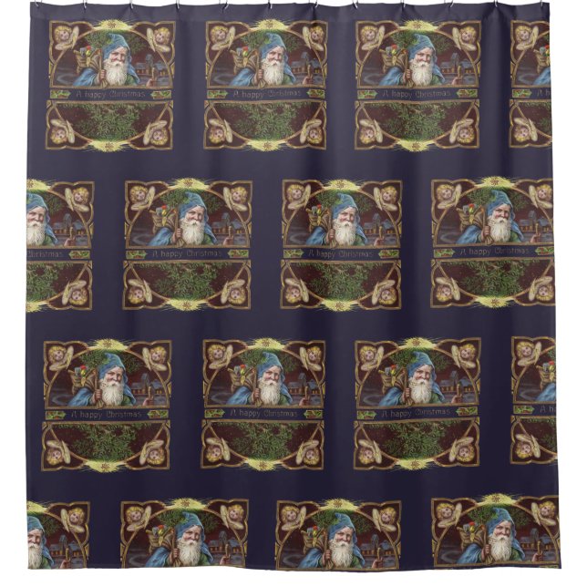 Victorian Santa Angels Christmas Antique Shower Curtain (Front)