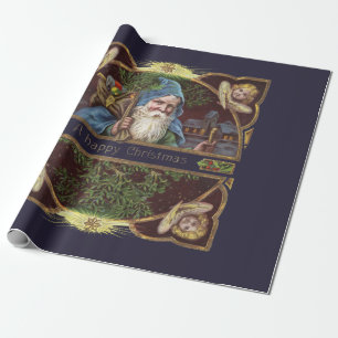 Victorian Santa Angels Christmas Antique Wrapping Paper