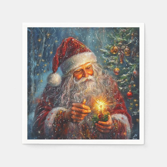 Victorian Santa Christmas Cocktail Napkins (Front)