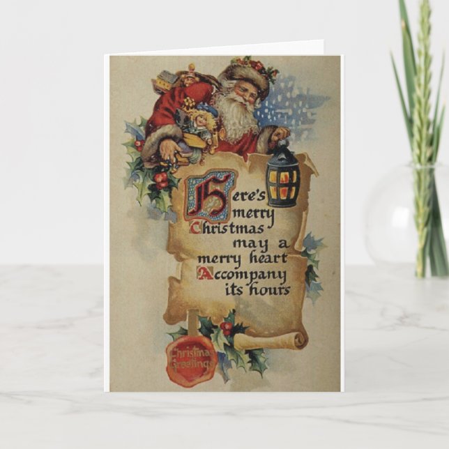 Victorian Santa Christmas Greeting Card (Front)