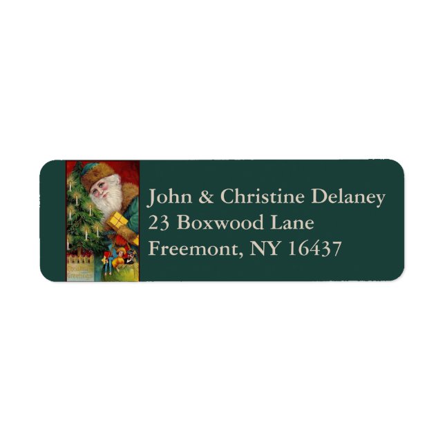 Victorian santa christmas return address label (Front)