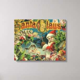 Victorian Santa Claus Christmas Collage Antique  Canvas Print