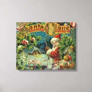 Victorian Santa Claus Christmas Collage Antique  Canvas Print