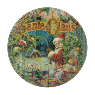 Victorian Santa Claus Christmas Collage Antique Cutting Board
