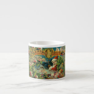 Victorian Santa Claus Christmas Collage Antique  Espresso Cup