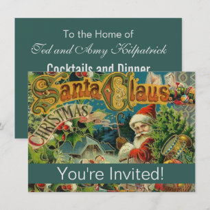 Victorian Santa Claus Christmas Collage Antique  Invitation