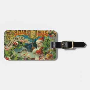 Victorian Santa Claus Christmas Collage Antique  Luggage Tag