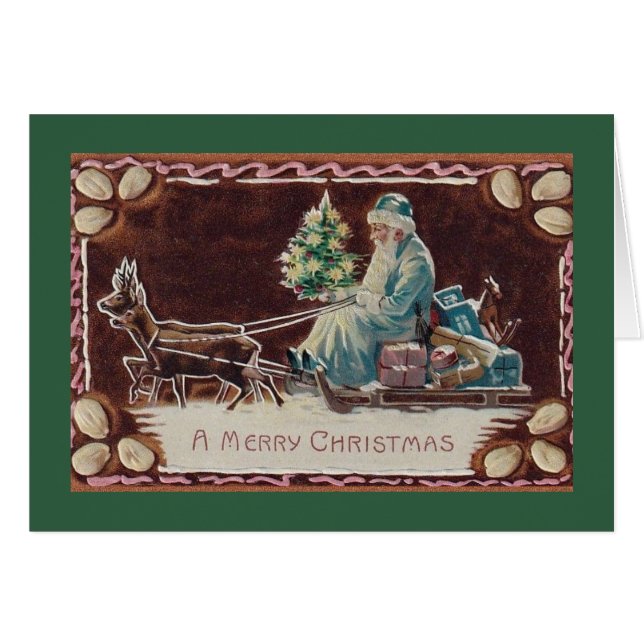 Victorian Santa Claus Christmas Greeting Card (Front Horizontal)