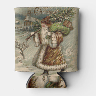 Victorian Santa Claus Christmas Tree Can Cooler