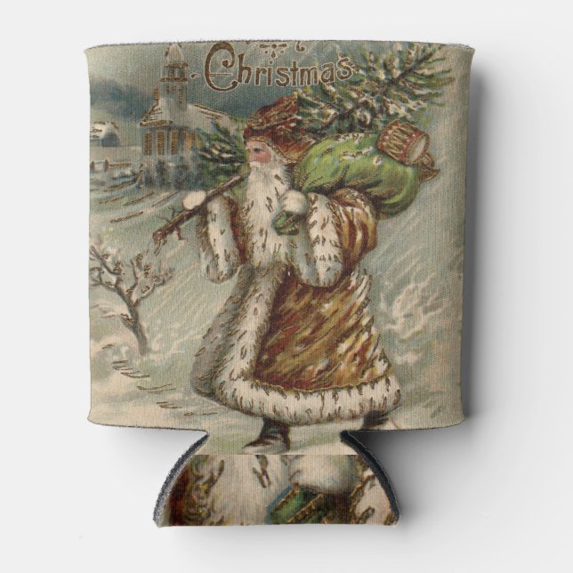 Victorian Santa Claus Christmas Tree Can Cooler (Front)