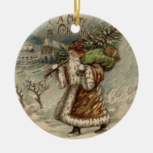 Victorian Santa Claus Christmas Tree Ceramic Tree Decoration (Front)