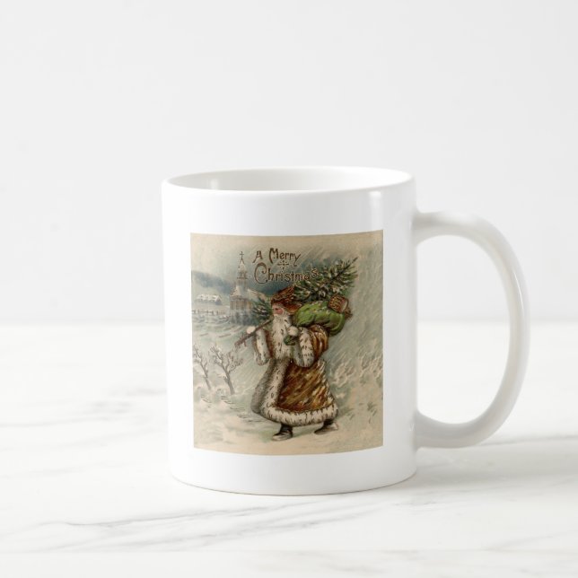 Victorian Santa Claus Christmas Tree Coffee Mug (Right)