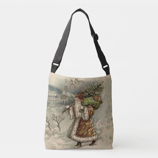 Victorian Santa Claus Christmas Tree Crossbody Bag (Front)