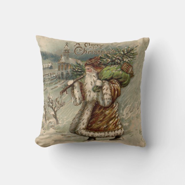Victorian Santa Claus Christmas Tree Cushion (Front)