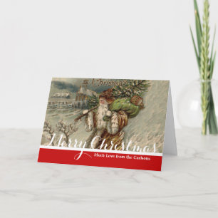 Victorian Santa Claus Christmas Tree Holiday Card