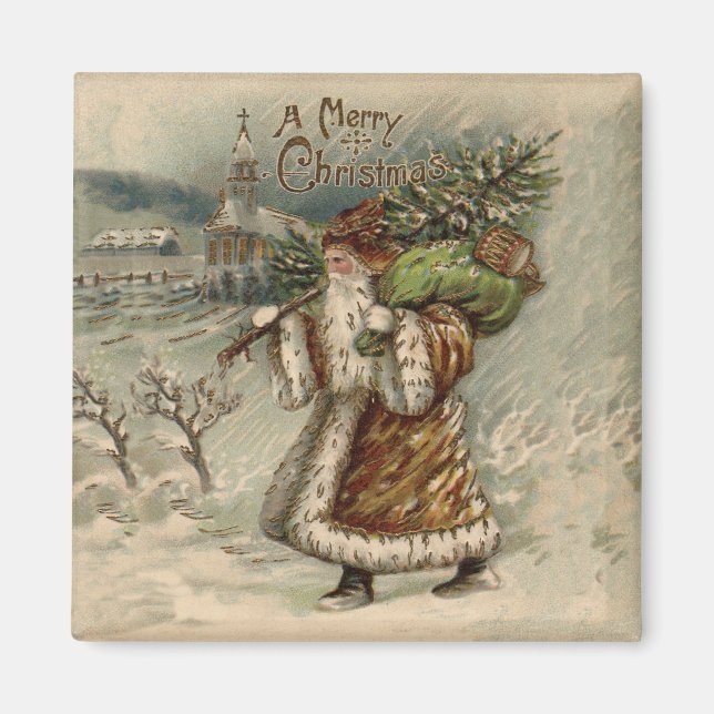 Victorian Santa Claus Christmas Tree Magnet (Front)