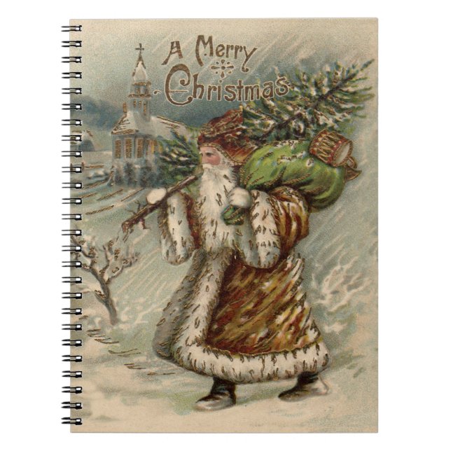 Victorian Santa Claus Christmas Tree Notebook (Front)