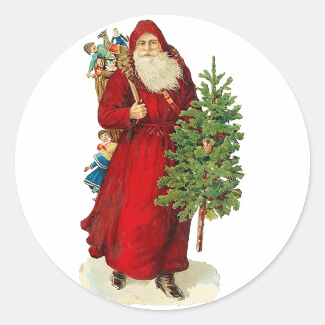 Victorian Santa Claus Classic Round Sticker (Front)