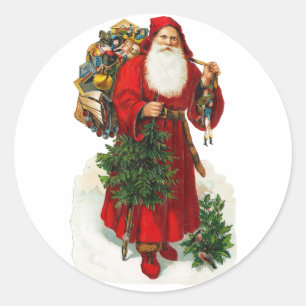 Victorian Santa Claus Classic Round Sticker