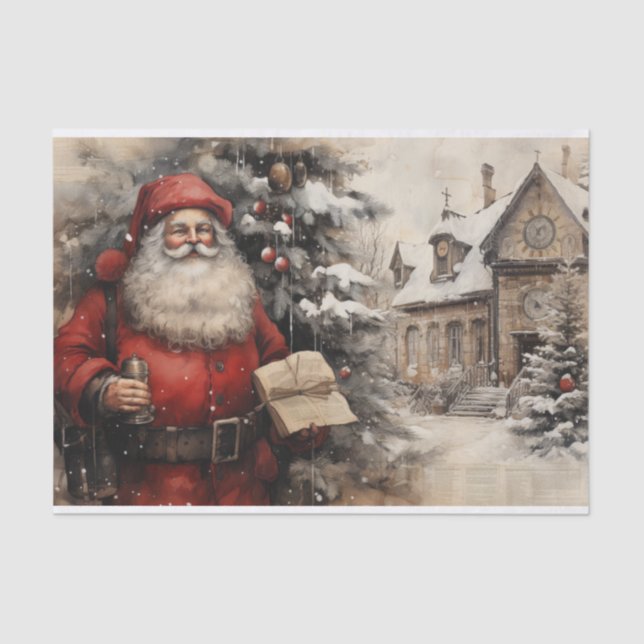 Victorian Santa Claus Father Christmas Deoupage Tissue Paper (Front)