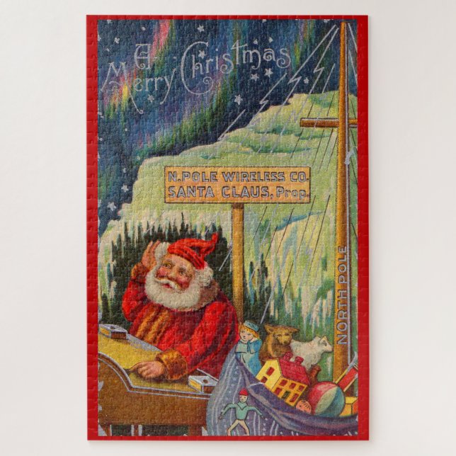 Victorian Santa Claus on the wireless Jigsaw Puzzle (Vertical)