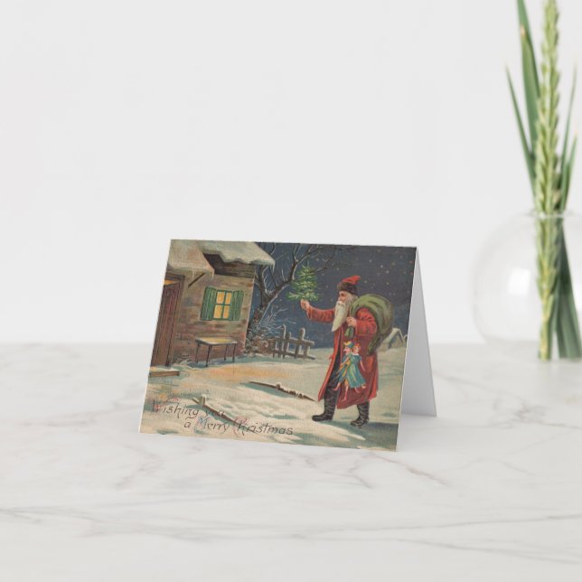 Victorian Santa Claus wishing you a Merry Christma Holiday Card (Front)