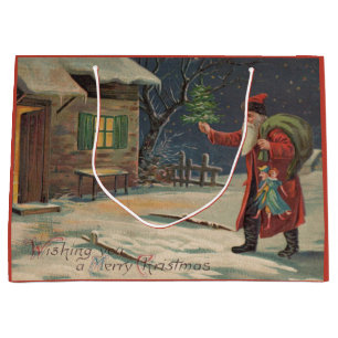 Victorian Santa Claus wishing you a Merry Christma Large Gift Bag