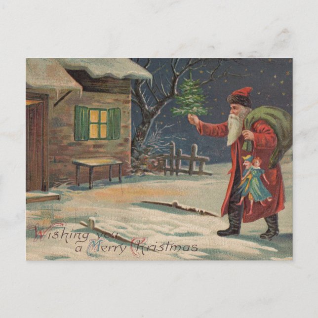 Victorian Santa Claus wishing you a Merry Christma Postcard (Front)