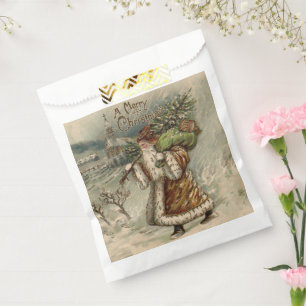 Victorian Santa Claus With Christmas Tree Favour Bags