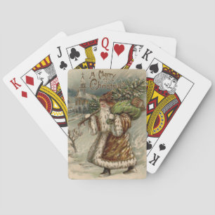 Victorian Santa Claus With Christmas Tree Playing Cards