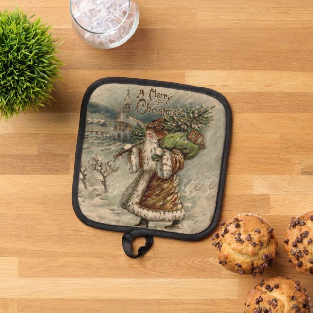 Victorian Santa Claus With Christmas Tree Pot Holder (Top Down)