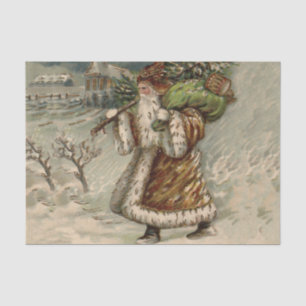 Victorian Santa Claus With Christmas Tree Tissue Paper