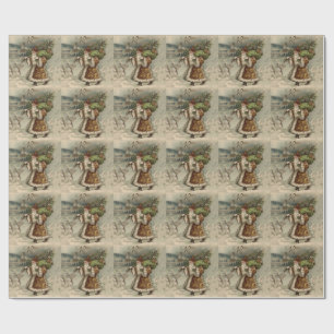 Victorian Santa Claus With Christmas Tree Wrapping Paper