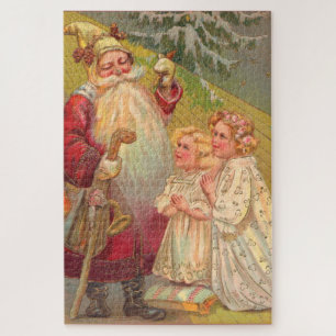 Victorian Santa Claus with two little girls Jigsaw Puzzle