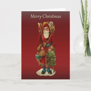Victorian Santa Cutout Greetings Holiday Card