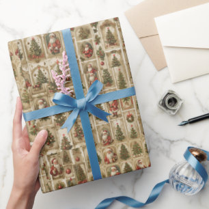 Victorian Santa Ephemera Design Christmas Collage Wrapping Paper