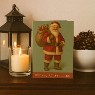 Victorian Santa Illustration Timeless Holiday Card