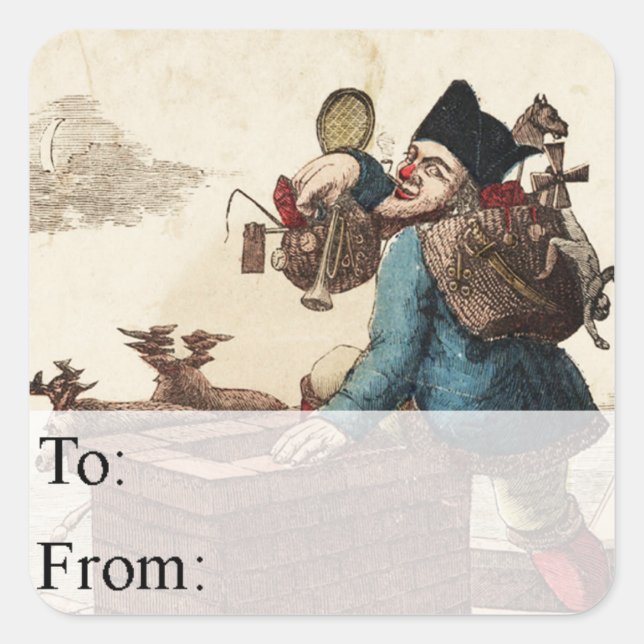 Victorian Santa Vintage Christmas Gift Tag (Front)