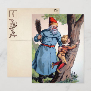 Victorian Santa with Naughty Child Postcard