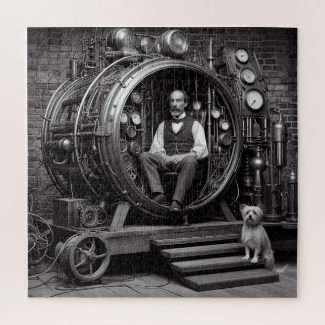 Victorian Scientist Steampunk Time Machine V5.1 R Jigsaw Puzzle (Vertical)