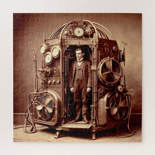 Victorian Scientist ~ Steampunk Time Machine V5.2  Jigsaw Puzzle (Vertical)