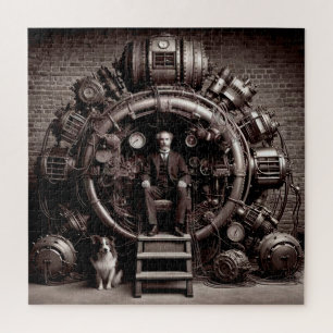 Victorian Scientist ~ Steampunk Time Machine V5.4  Jigsaw Puzzle