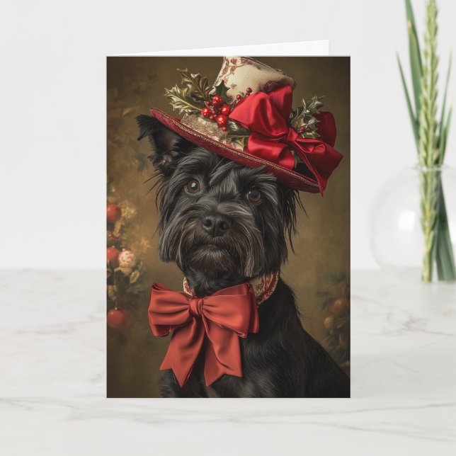Victorian Scottie Dog Christmas Holiday Card (Front)