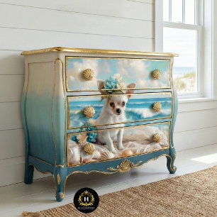 Victorian Seaside Chihuahua Puppy Beach Decoupage  Tissue Paper