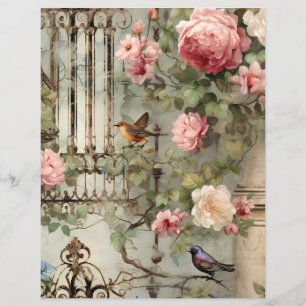 Victorian Serene Garden Scene Scrapbook Paper