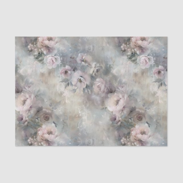 Victorian Shabby Chic Painted Florals Decoupage Tissue Paper (Front)