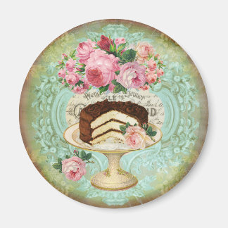 Victorian Shabby Chic Roses & Cake Patisserie Magnet