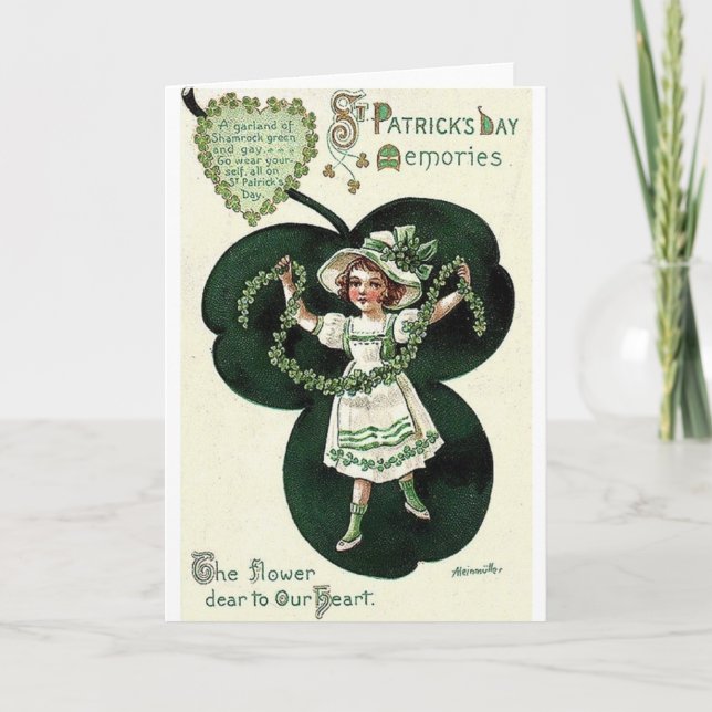 Victorian Shamrock Garland St. Patrick's Day Card (Front)