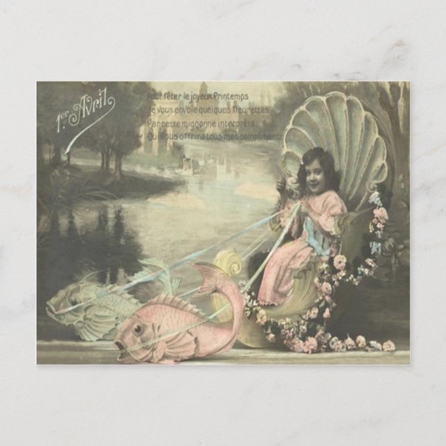 Victorian Shell Fish Poisson d'avril April Fool's Postcard (Front)