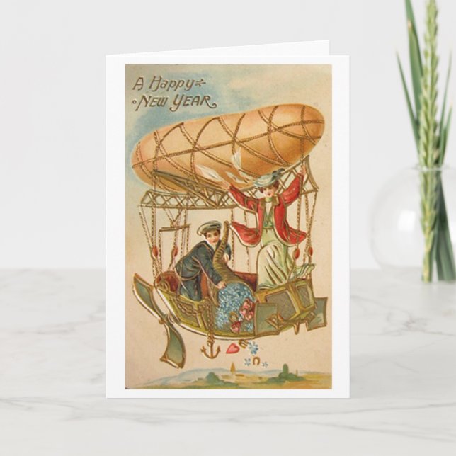 Victorian Shower of New Year Good Luck Wishes Holiday Card (Front)